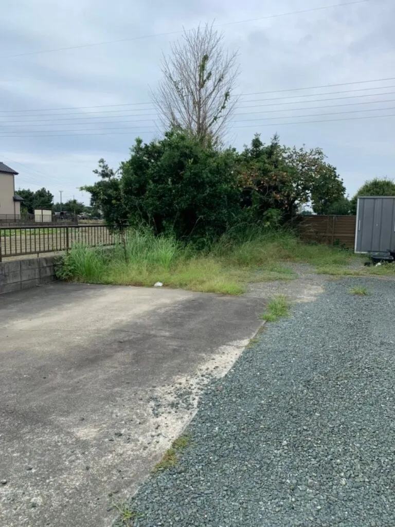 浜松市南区 樹木伐採・伐根、鋤土(平らにする作業)、砕石敷均し工事